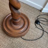 Turned wood floor lamp