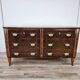 1950s Art Decò walnut burl and brass chest of drawers