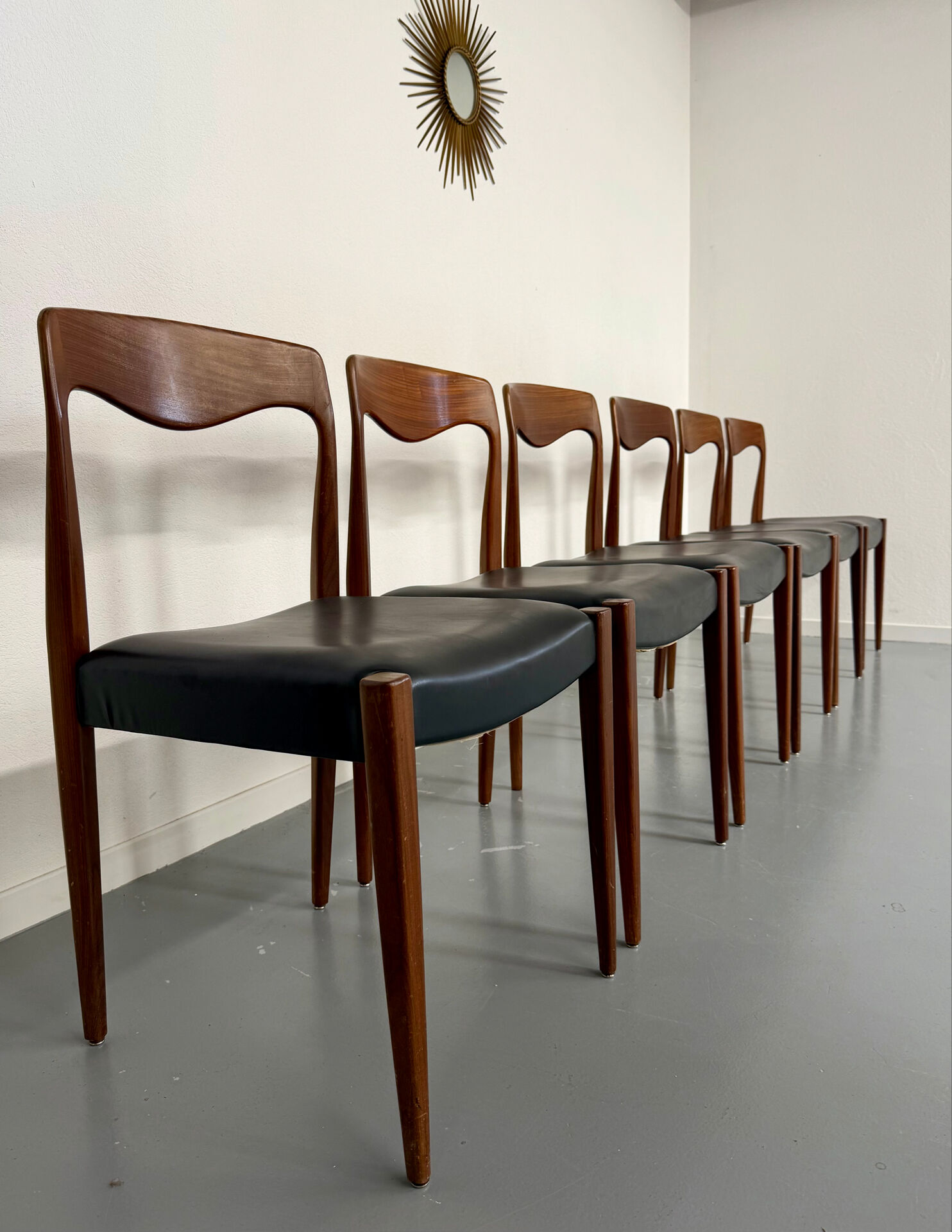 Lot of 6 chairs model 71 Scandinavian design Niels Otto Møller teak an60
