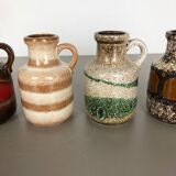 Ensemble de cinq vases Fat Lava « 414-16 » fabriqués par Scheurich, Allemagne