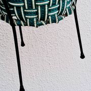 Tripod plant pot, made of scoubidou, vintage seventies.