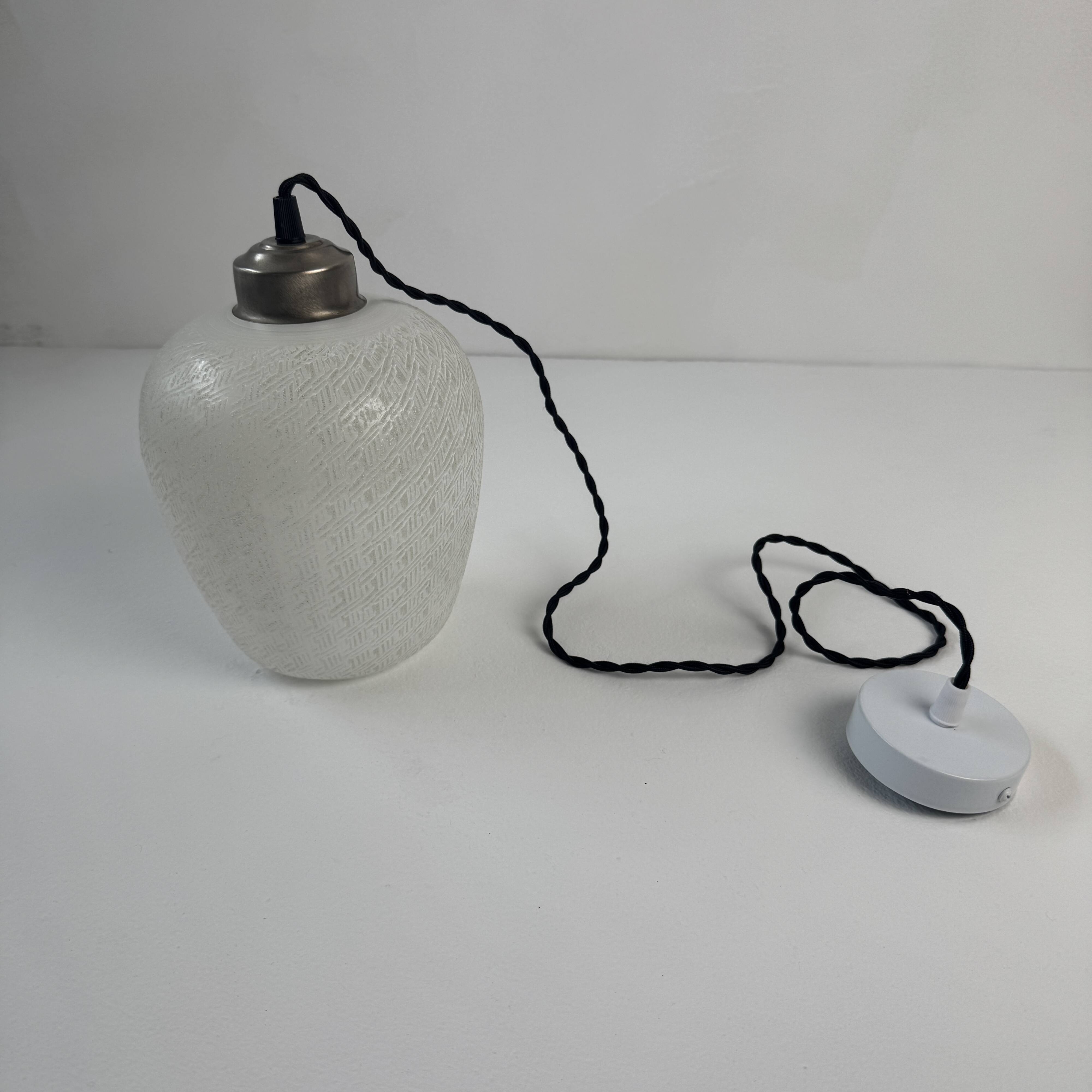 Pair of antique xl vintage curved suspension lights