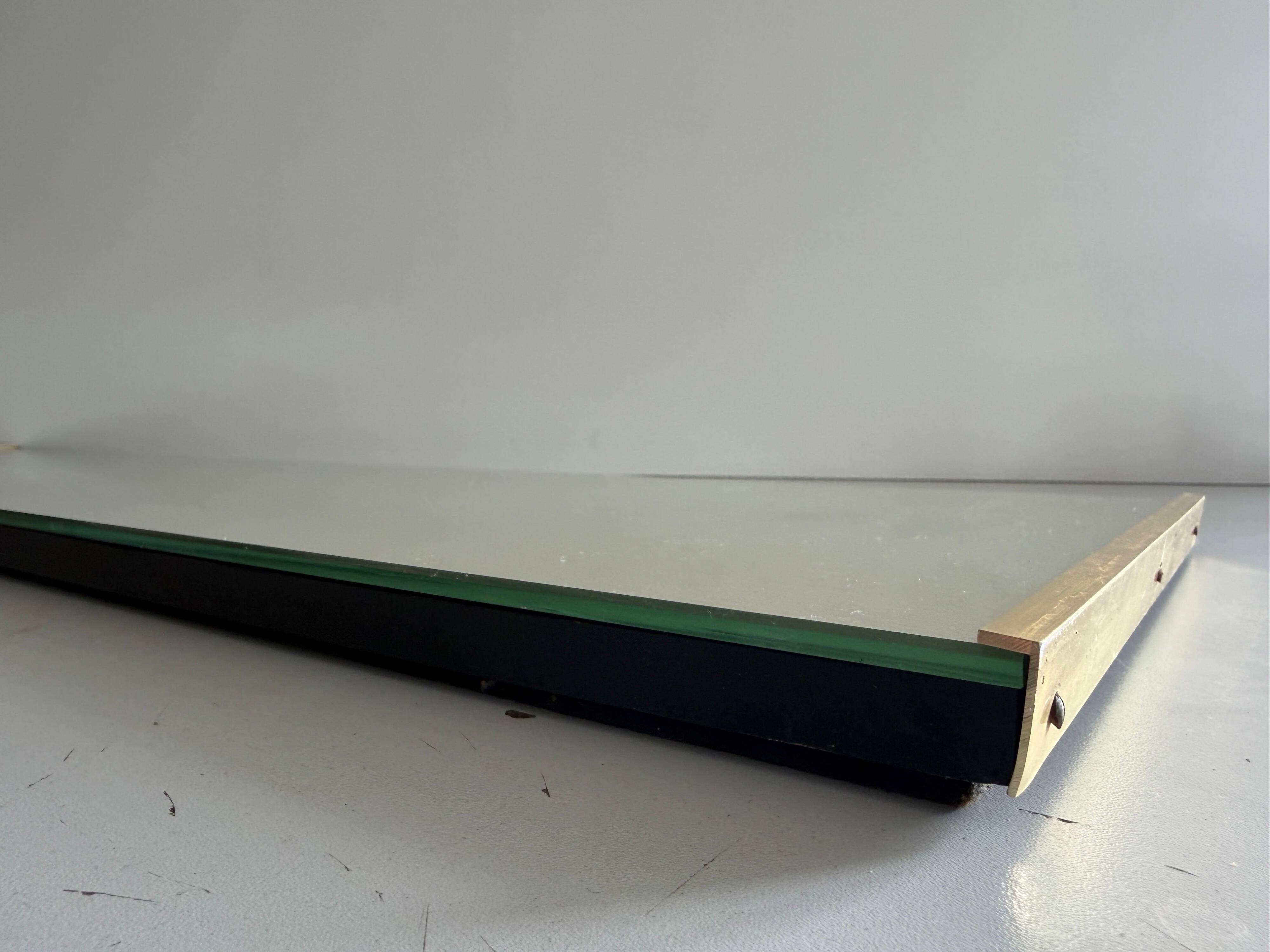 Minimalist rectangular wall mirror with a brass frame, 1960s, Germany