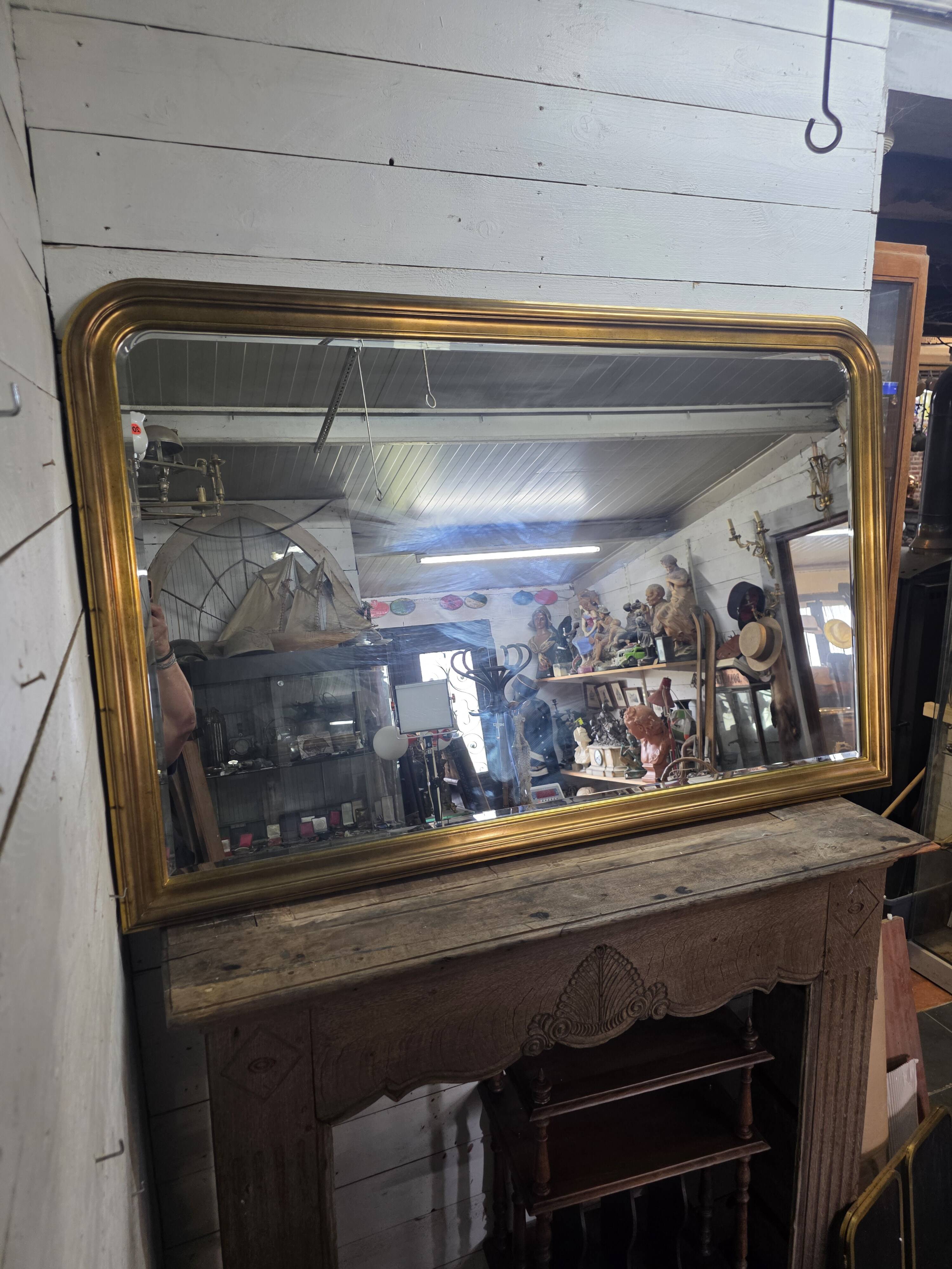 Louis Philippe style gilded mirror, mid-20th century, bevelled mirror.