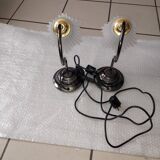 Set of 2 table lamps lampshade in opaline tulip glass Hufnagel Leuchten vintage