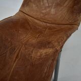 Chaise longue vintage en cuir cognac par Tord Bjorklund Suède, 1970