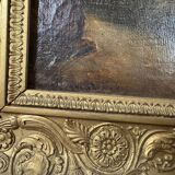 École Italienne du XIXeme : huile sur toile figurant une scène familiale circa 1820