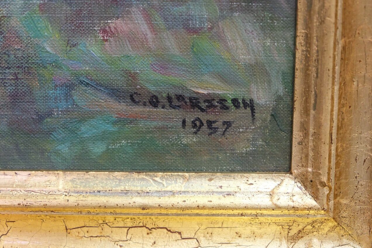 Swedish Modern Oil Painting , 1957, Carl Oscar Larsson (1887-1962)