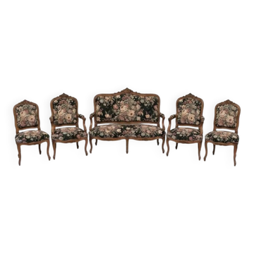 Ensemble salon canapé fauteuils chaises Napoléon III