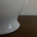 Neo-classical baluster lamp in cracked white earthenware from the 1970s.