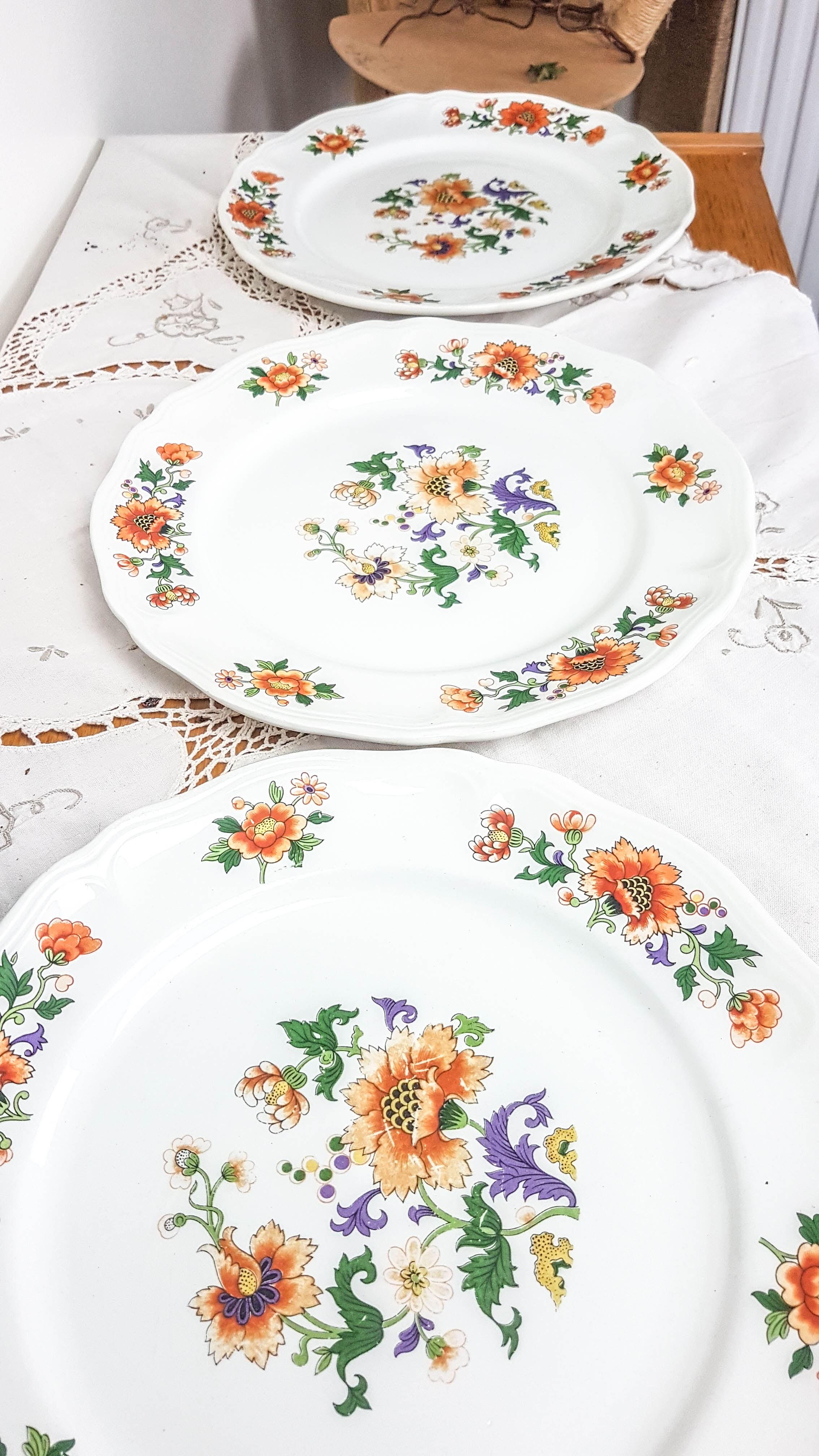 Table service in vintage earthenware Mills of Wolves "ORCHIES" 44 pieces
