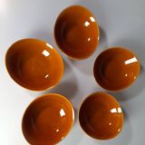 Set of 5 oval orange-yellow ceramic bowls from Faïencerie S
