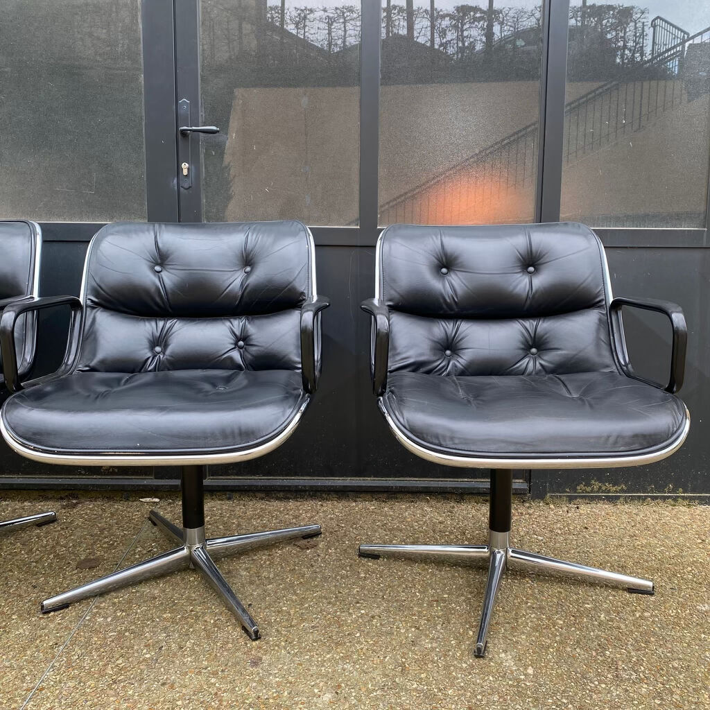 Ensemble de 4 fauteuils "executive chair" par Charles Pollock, 1ère édition Knoll, vintage 1970