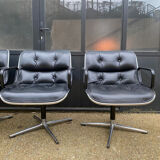 Set of 4 armchairs "executive chair" by Charles Pollock, 1st edition Knoll, vintage 1970
