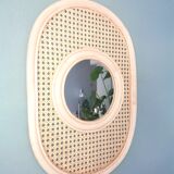 Mirror in rattan and canning 35x51cm