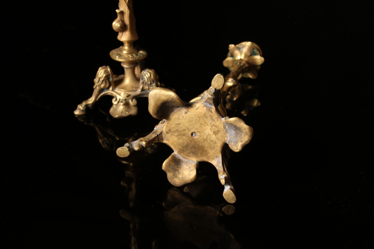 Pair of tripod candlesticks by Paul-Auguste Gagné (19th century)