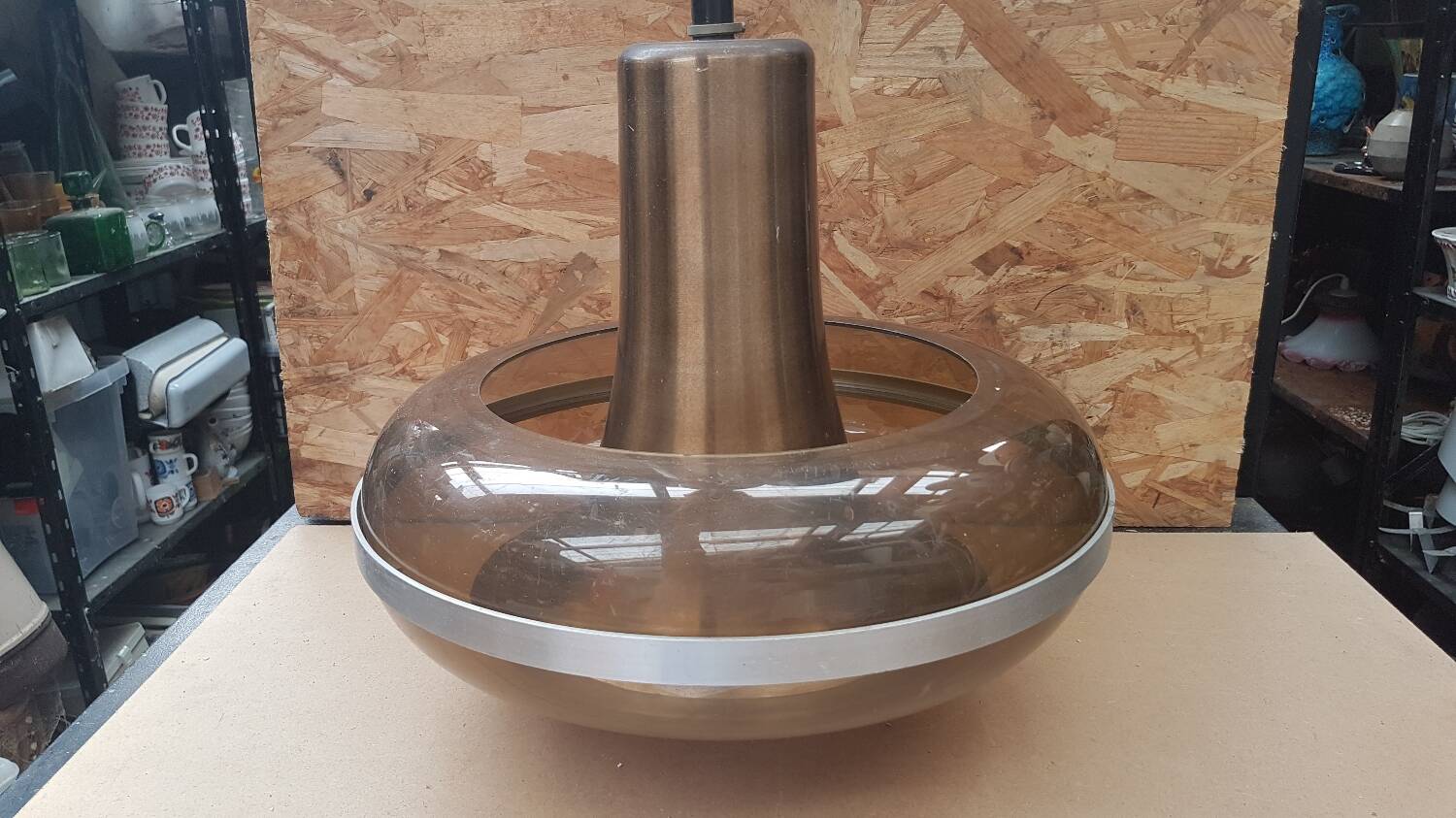 Old space age djikstra pendant lamp plexi & aluminum adjustable vintage