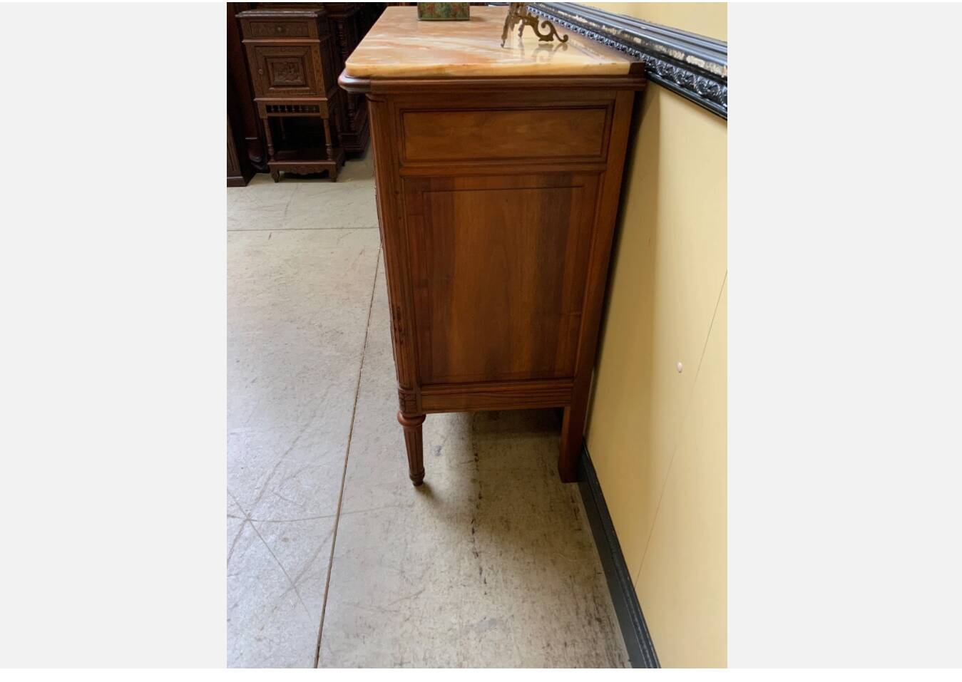 Antique Art Nouveau walnut sideboard, chest of drawers,
