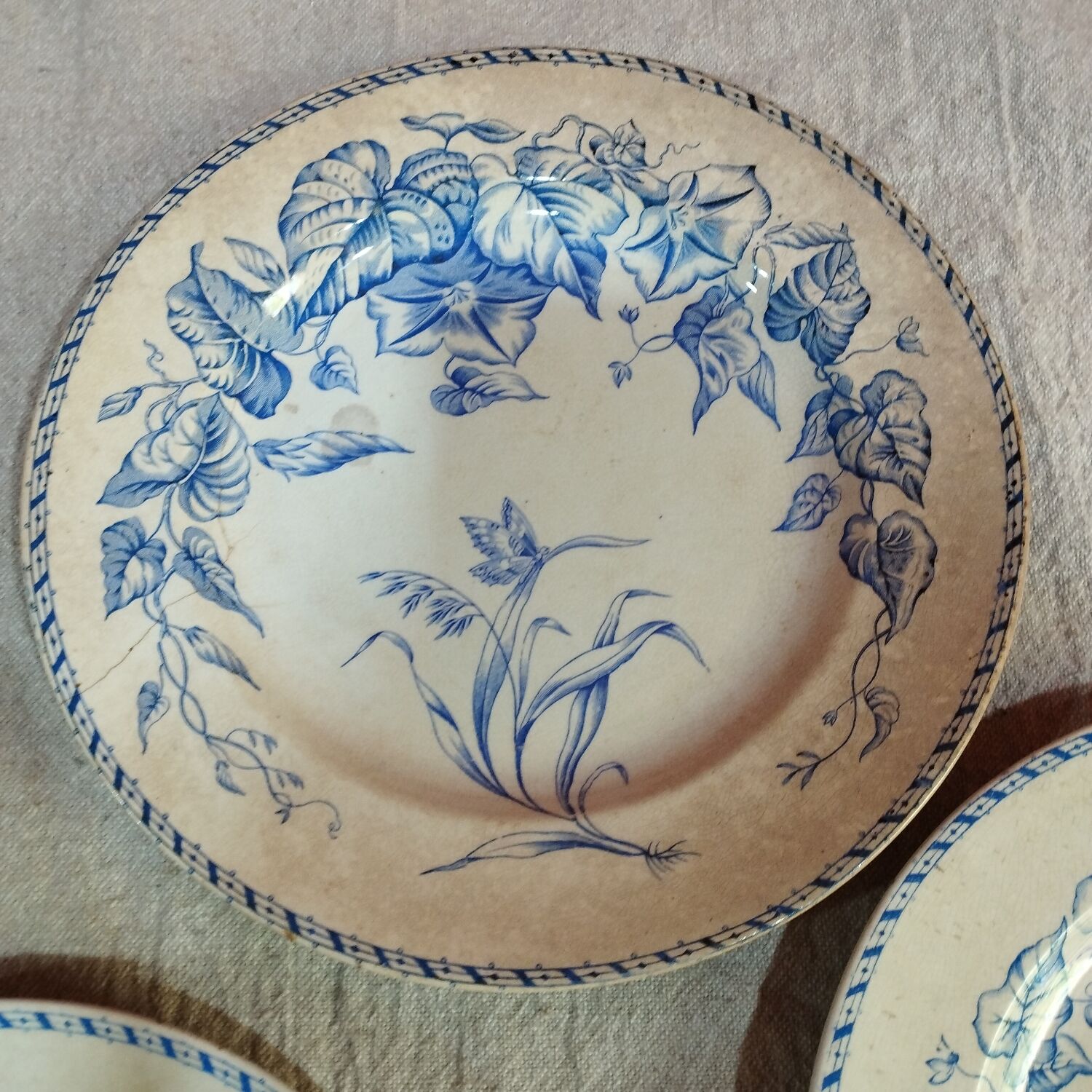 Set of three HB English porcelain plates