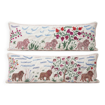 Lot de 2 housses de coussin décoratives brodées