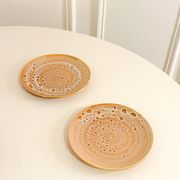 Pair of ceramic dessert plates, Niderviller, Fauve model, 1960