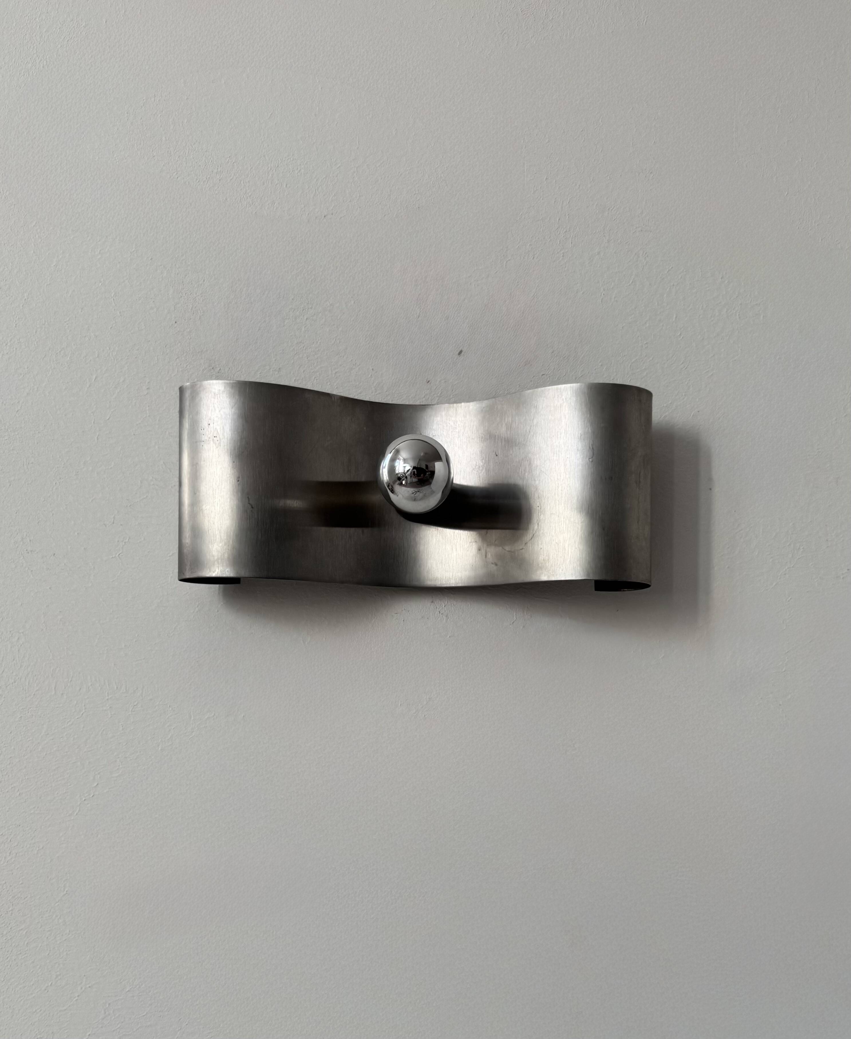 Applique vintage, métal brossé, France, 1970