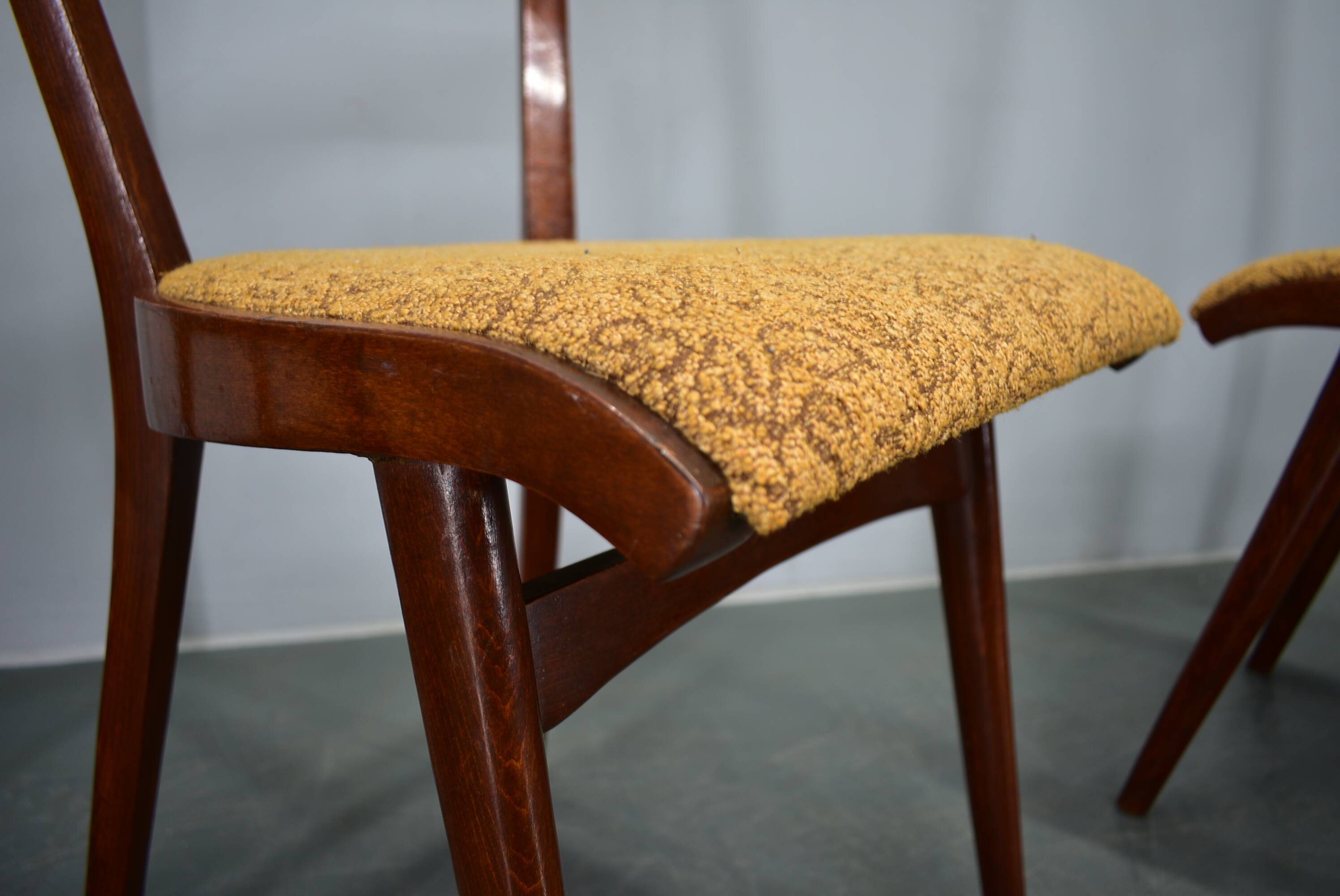 Vintage walnut dining chairs by Mier Topolcany, Czechoslovakia, 1960s, set of 4