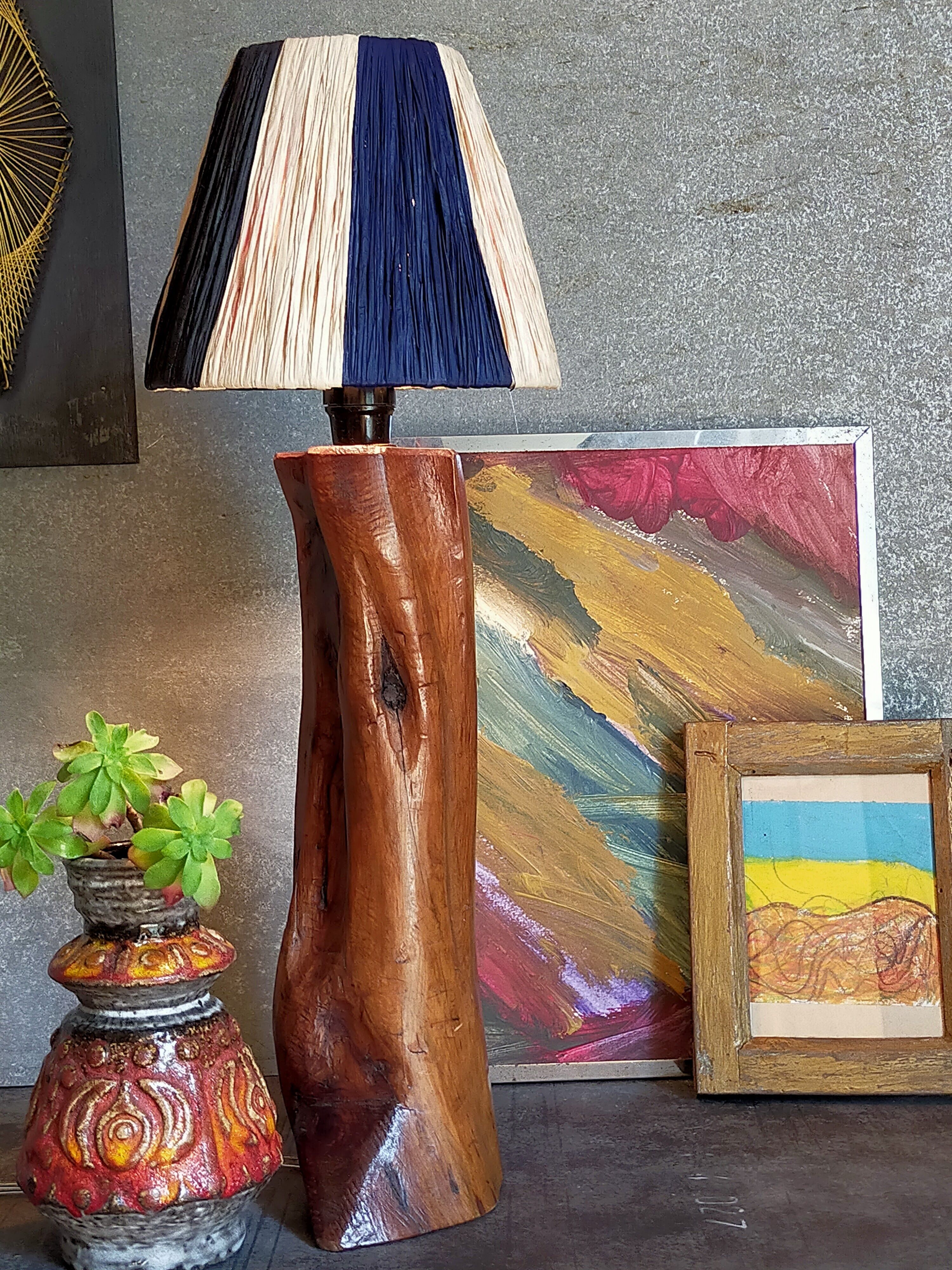 Free-form solid wood pose lamp in 1950s