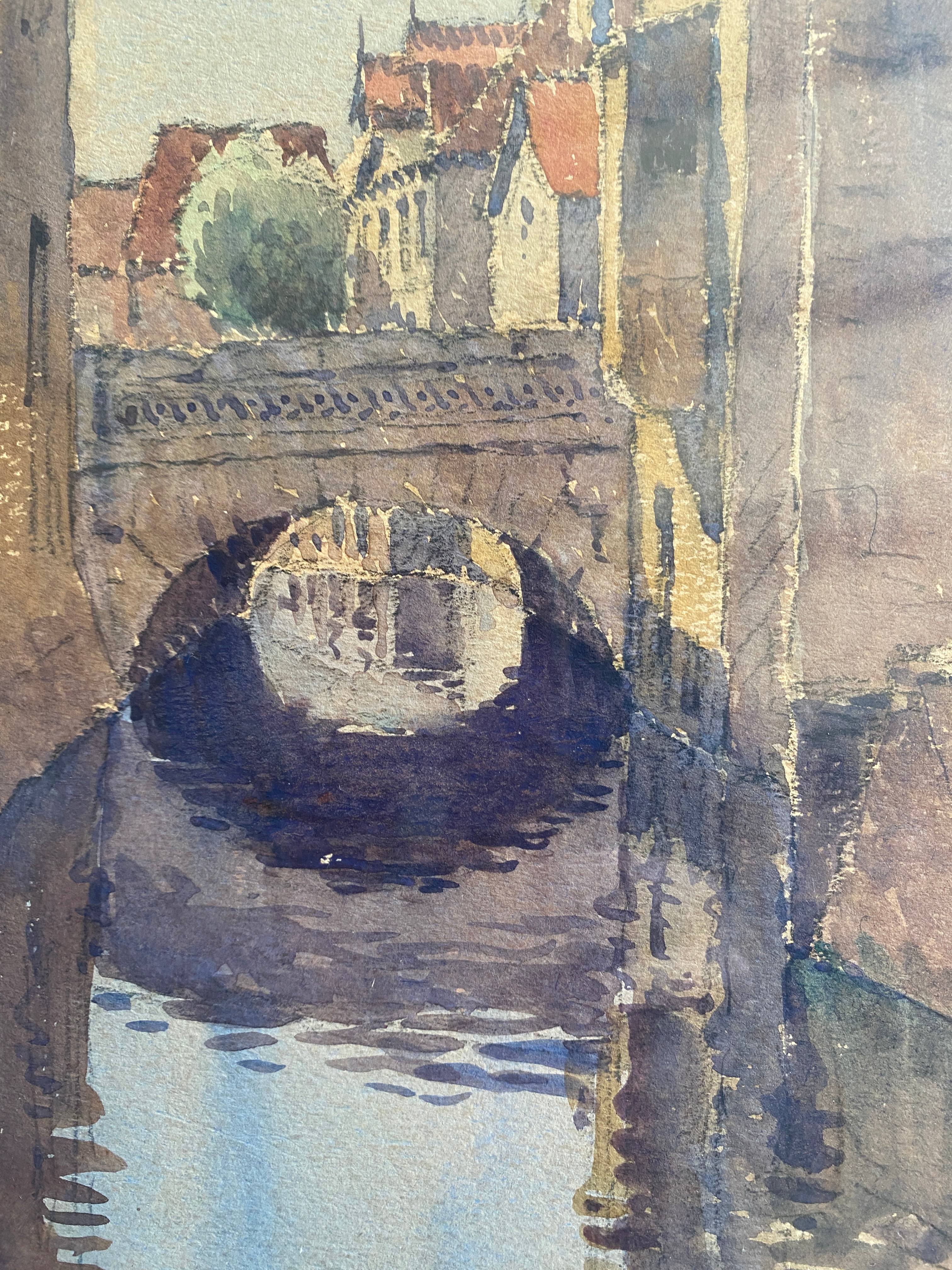 Watercolor painting by paul monnier "plombières les dijon" and frame
