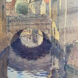 Watercolor painting by paul monnier "plombières les dijon" and frame