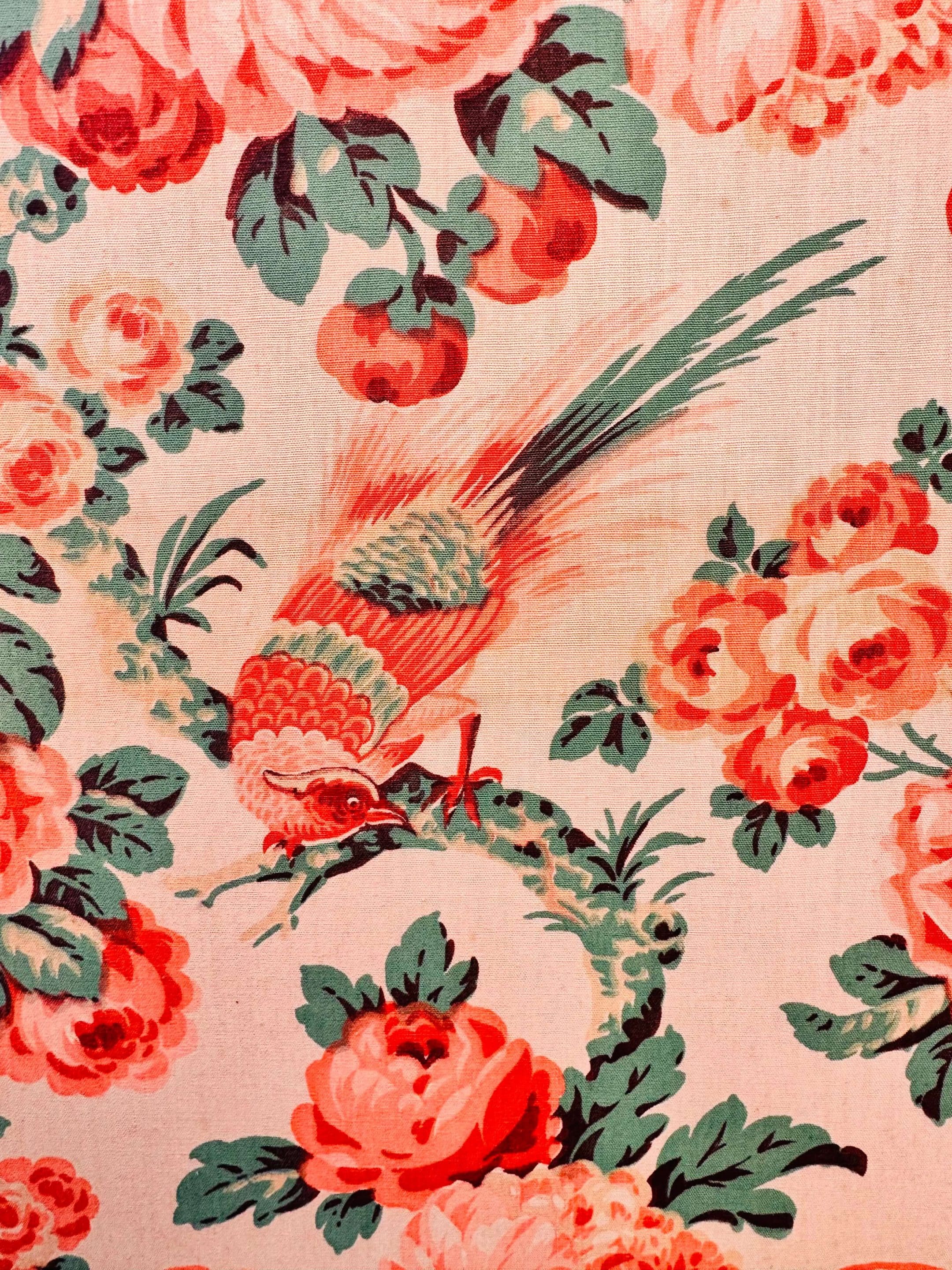 Antique 4-panel floral screen