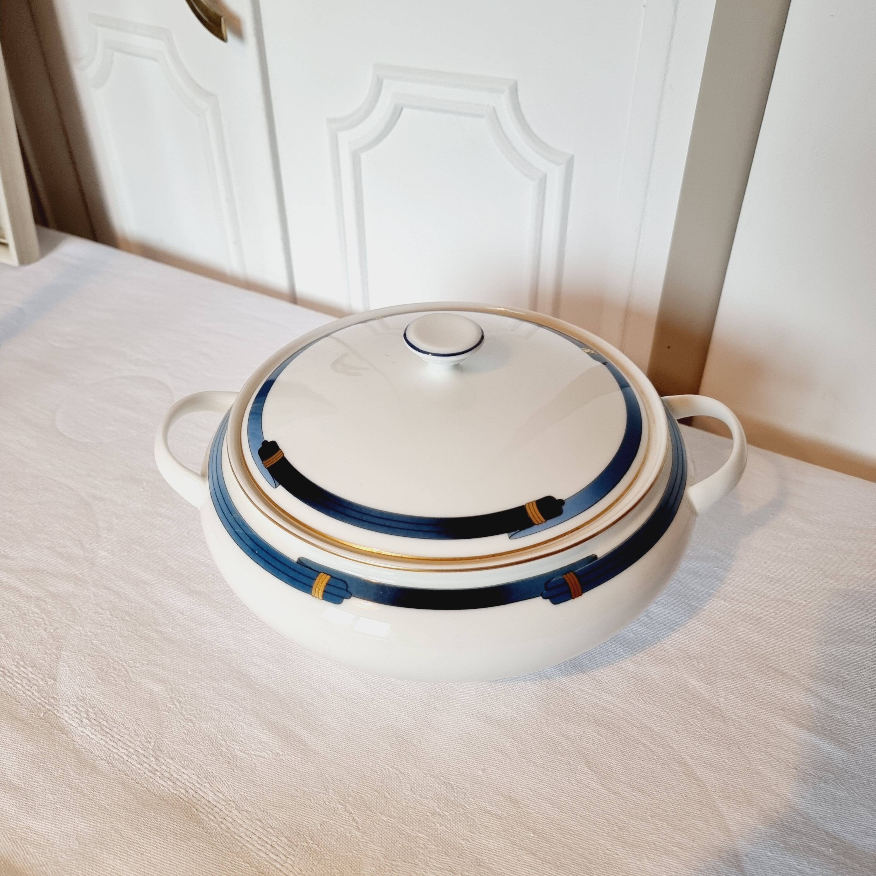 Christofle Pavillon soup tureen for Limoges Model Iriana Blue