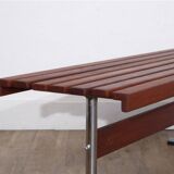 Danish slatted bench in teak and metal 1970