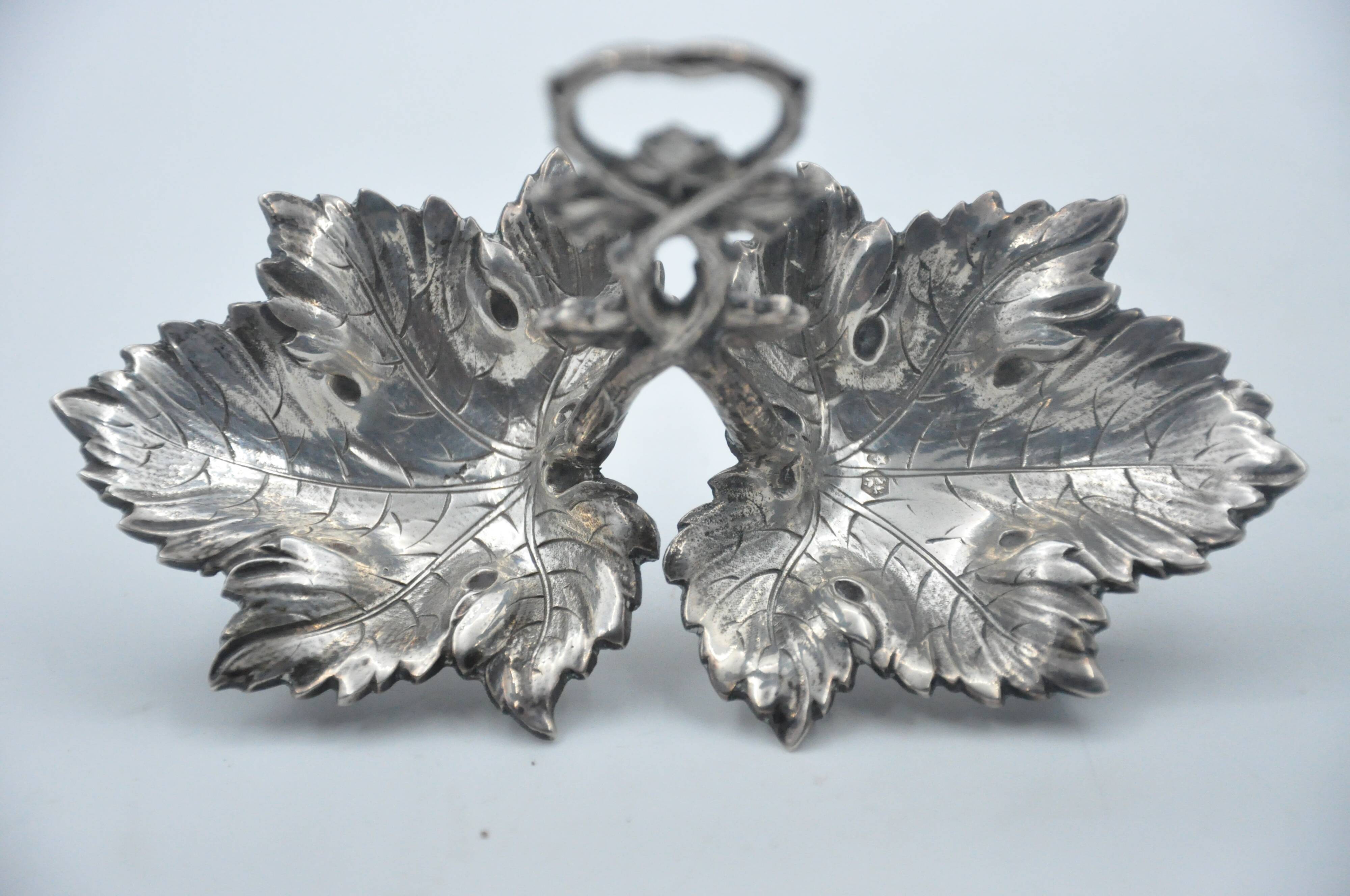 Old solid silver saleron, hallmarks from Spain, art nouveau, collection