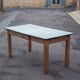 Wooden table formica top green vintage water