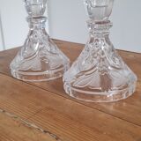 Pair of chiseled crystal candlesticks