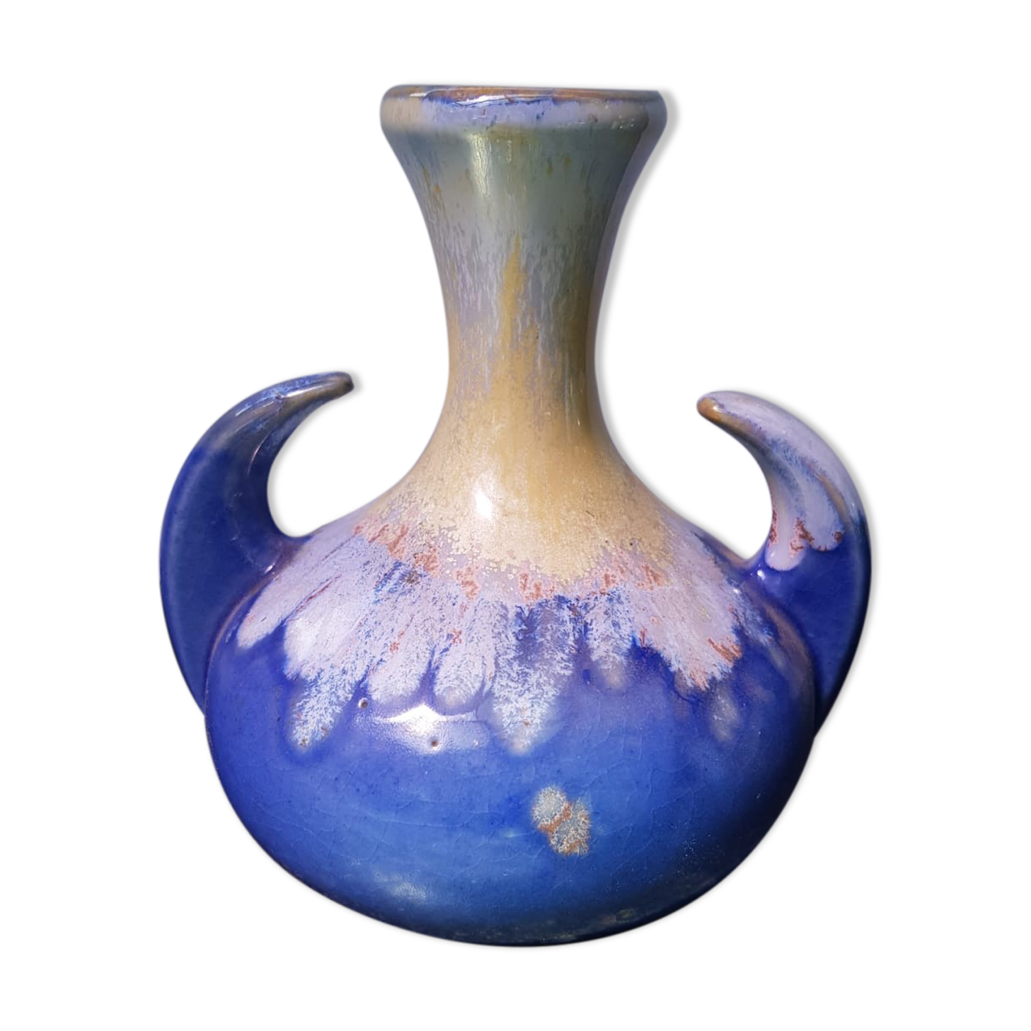 Old vase alpho ceramic blue 1970