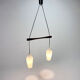 Danish Teak and White Glass Hanging Lamp, 1950s