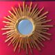 Mirror sun old gilded wood, 67 cm, middle XXth