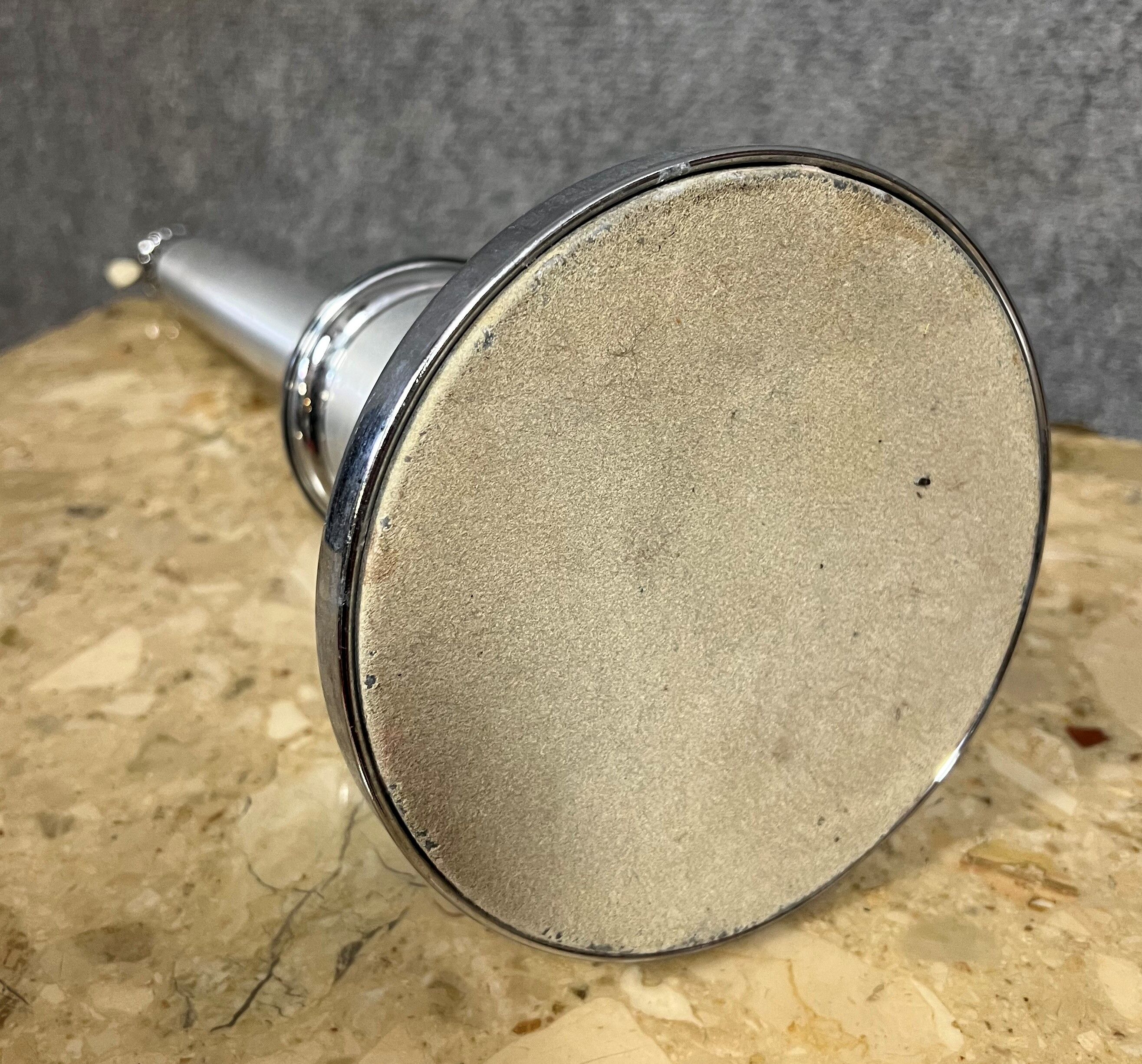 Lamp base in brushed metal and silver metal from the 1930s-1940s