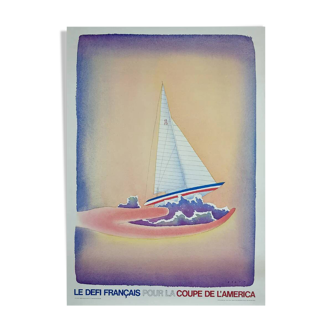 Affiche Le défi français pour la coupe de l'America 1981 par Folon Petit Format - On linen