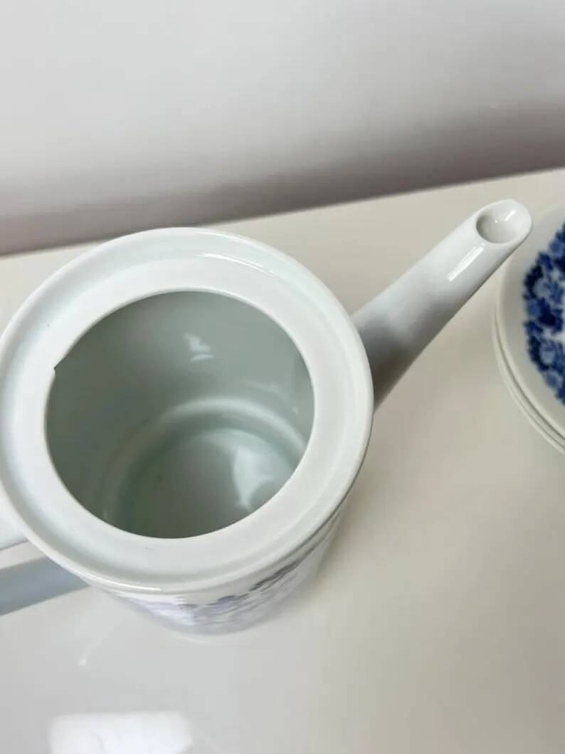 Vintage Melitta coffee service – White porcelain with blue flowers – 1970s – Made in Germany