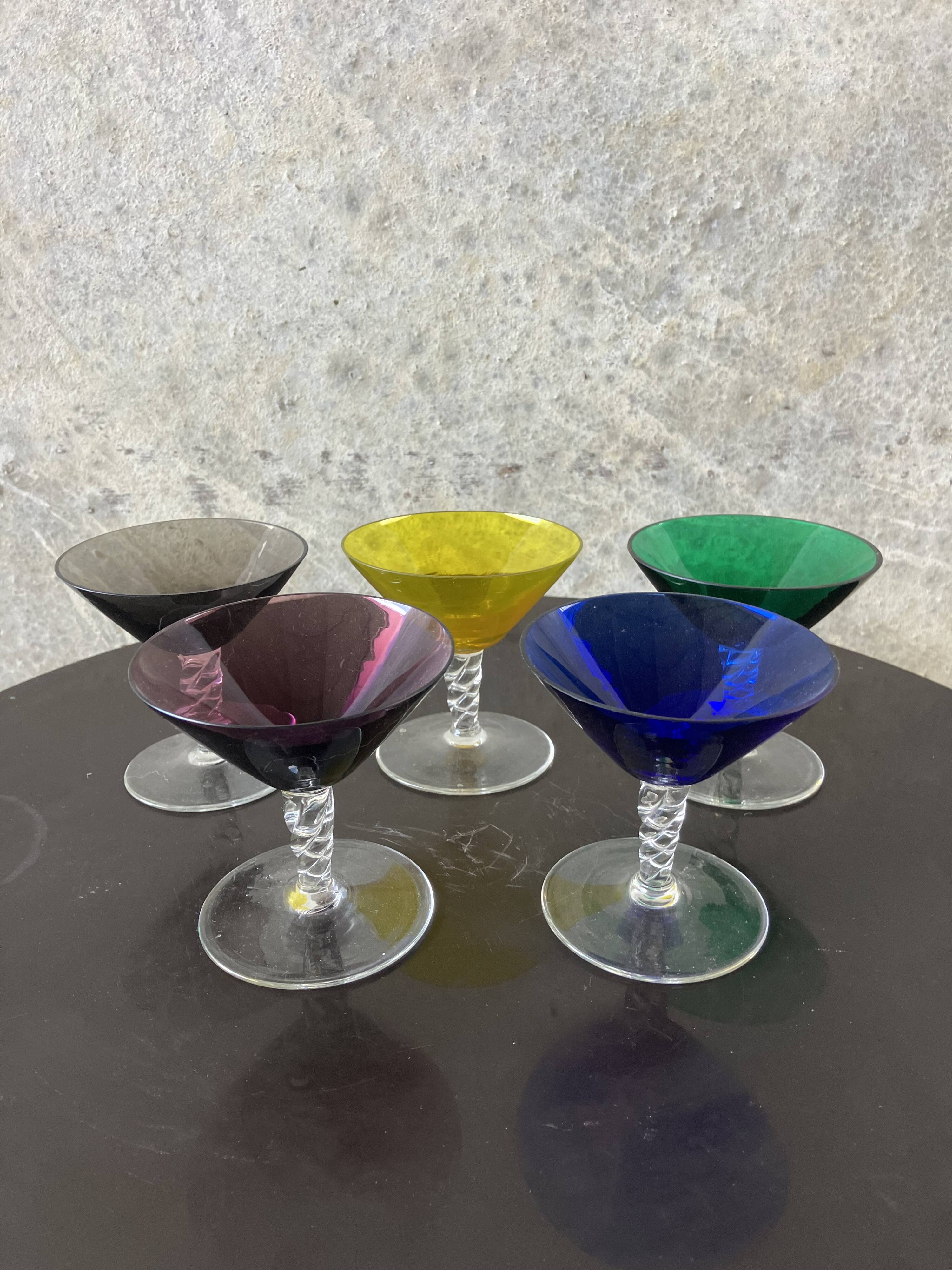 vintage 1970s martini glass set