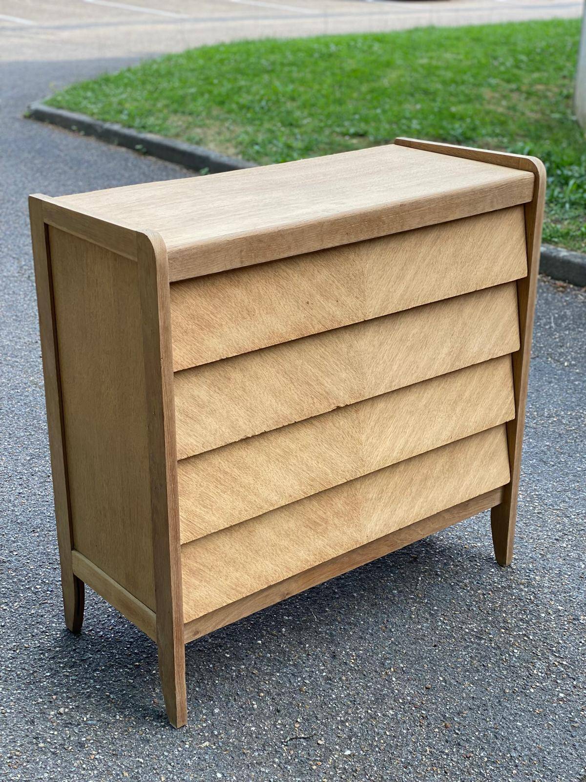 Commode scandinave 4 tiroirs rénovée en bois brut 1940