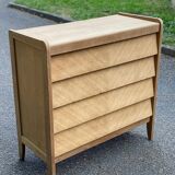 Commode scandinave 4 tiroirs rénovée en bois brut 1940