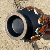 Red orange enamelled pitcher