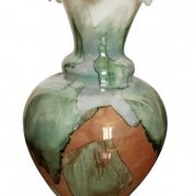 Vintage opaline vase with ruffled neck Stelvia Italy circa 1960