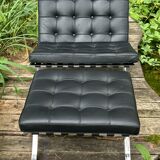 Barcelona armchair with ottoman design Mies Van der Rohe edition Walter Knoll 1980s, Set of 2