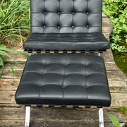 Barcelona armchair with ottoman design Mies Van der Rohe edition Walter Knoll 1980s, Set of 2