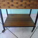 Vintage worker on wheels, rattan, fabric, skaÏ, metal with formica shelf